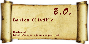 Babics Olivér névjegykártya